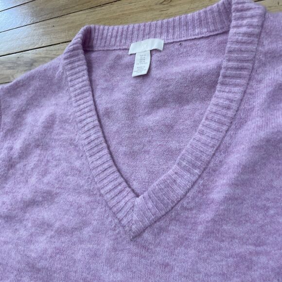 H&M Pink Wool Blend Sweater Vest Women M Barbie Boho Oversized Relaxed Crop Knit - Picture 6 of 16